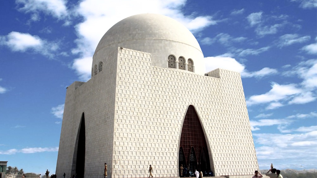 White marble Mazar-e-Quaid mausoleum in Karachi