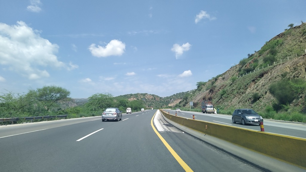 The Lahore–Islamabad M-2 motorway through the Salt Range